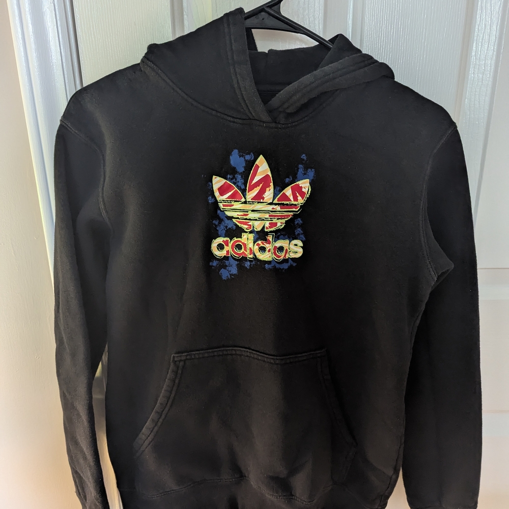 Adidas Black Hoodie with Colorful Logo